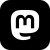 Mastodon logo in black and white, featuring a stylised letter M on a rounded black square background